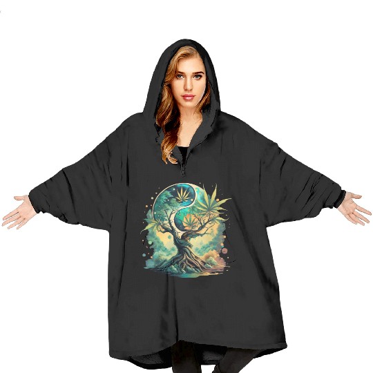 Tree Of Life Yin Yang Water Color Blanket Hoodies
