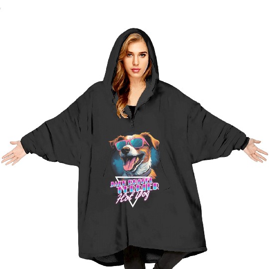 Retro Wave Jack Russel Terrier Hot Dog Blanket Hoodies