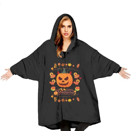 happy fall break images,happy thanksgiving Blanket Hoodies
