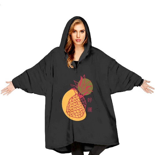 Chinese New Year Lucky Red Pineapple Blanket Hoodies