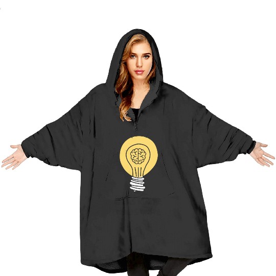 Lamp Bulb Brain Idea Yellow - Creative Spark Blanket Hoodies