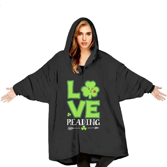 Love Shamrock Reading Teacher Funny St Patricks Da Blanket Hoodies