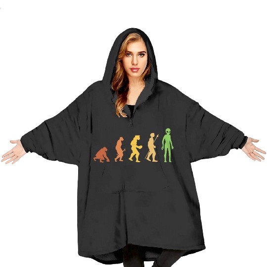 Alien Funny Human Evolution Growth Theory Retro Blanket Hoodies