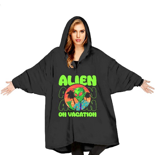 Alien, Aliens, UFO, UAP, Space Unknown Flight Blanket Hoodies
