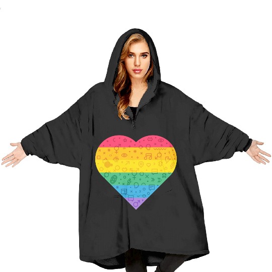 Rainbow Heart Blanket Hoodies