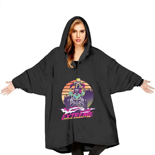 Neon Racer at Sunset Blanket Hoodies