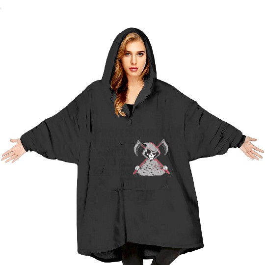 Grim Reaper Funny, Working With People Blanket Hoodies
