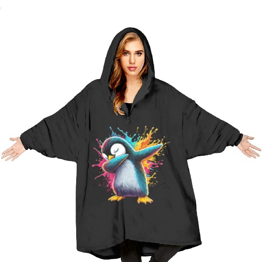 Funny Dabbing Penguin Blanket Hoodies for Animal Lovers
