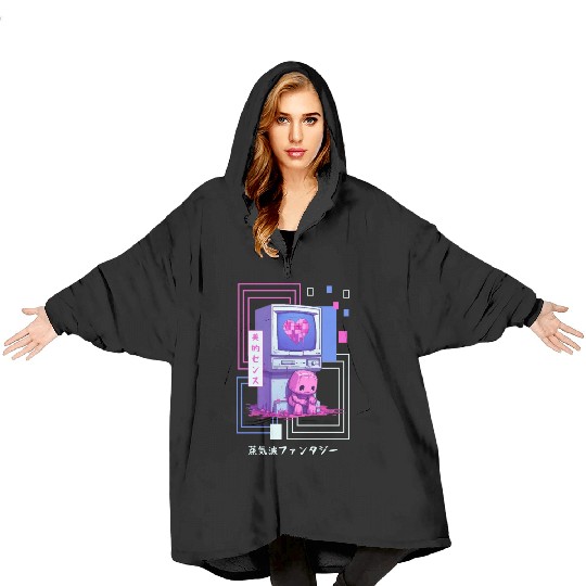 Kawaii Japanese Retro 90s Nostalgia Vaporwave Retr Blanket Hoodies