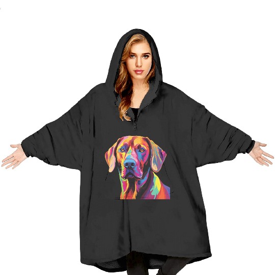 Watercolor Colorful Rhodesian Ridgeback Blanket Hoodies