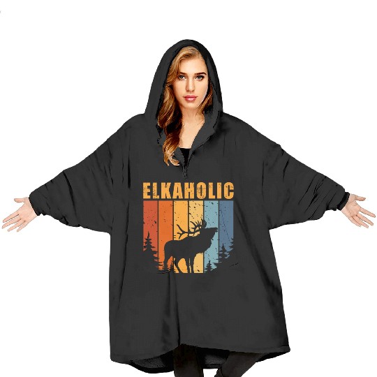 Elk Hunting Elkaholic Hunters Blanket Hoodies