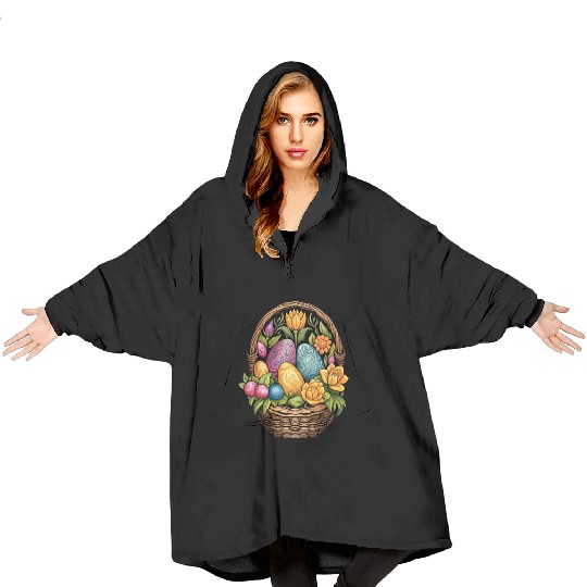 Easter Day Easter Egg Basket Mandala Art Egg Hunt Blanket Hoodies