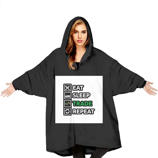 Bitcoin Eats Sleep Trade and Repeat Criptocurrency Blanket Hoodies