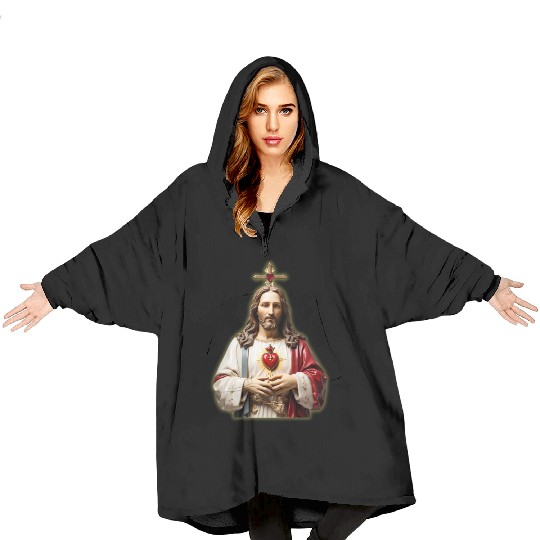 sacred heart of jesus Blanket Hoodies