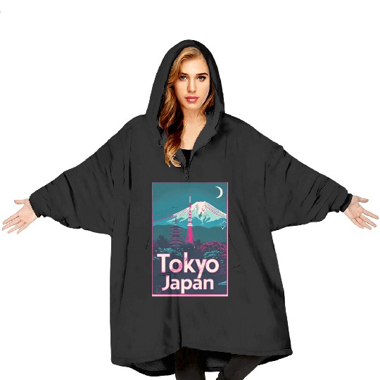 Vintage Style Tokyo Travel Poster Blanket Hoodies