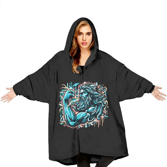 Zeus Lightning King Blanket Hoodies