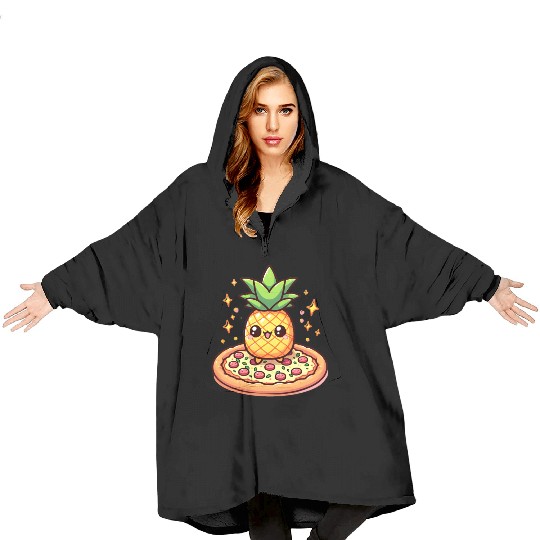 Pineapples on a pizza Blanket Hoodies