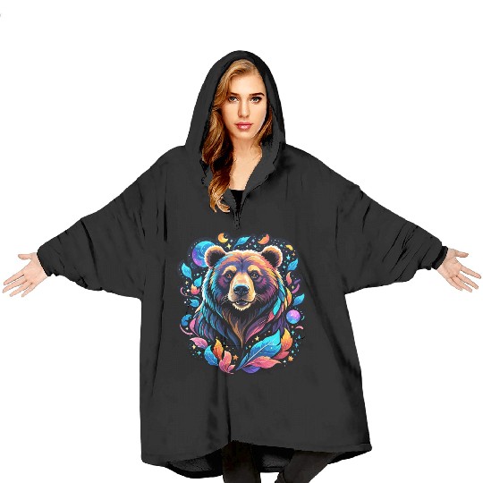 Mystical Galaxy Bear - Celestial Wilderness Art Blanket Hoodies