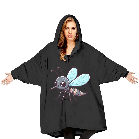 Playful Mosquito Cartoon Blanket Hoodies