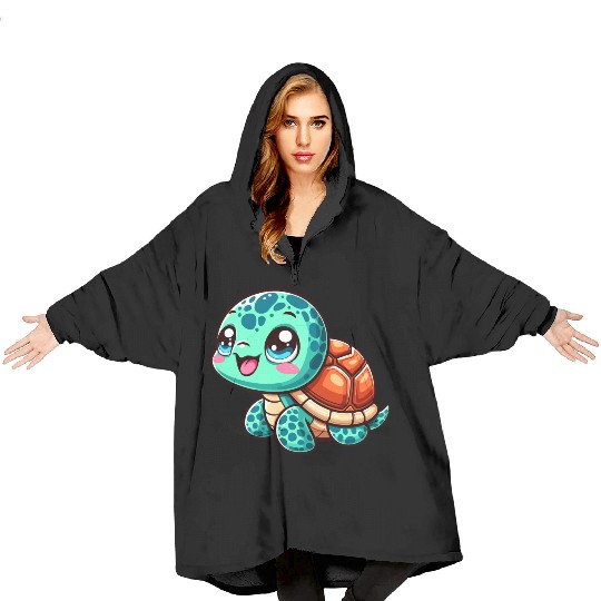 Graceful Sea Turtle Serenity Blanket Hoodies