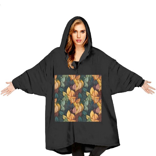Colorful Fall Leaves Pattern Blanket Hoodies