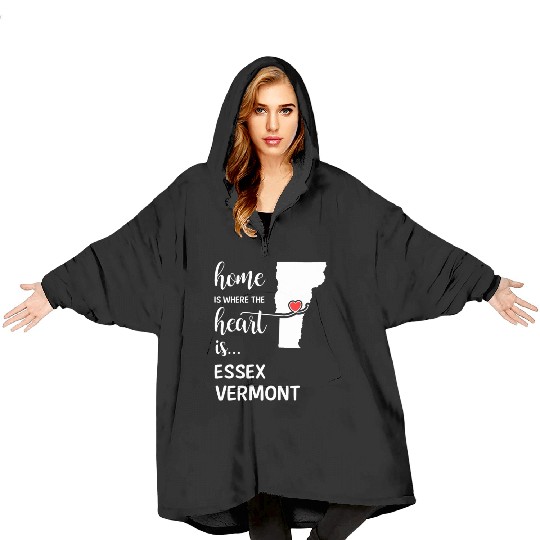 Essex County Vermont Is Where My Heart Is Gift Blanket Hoodies