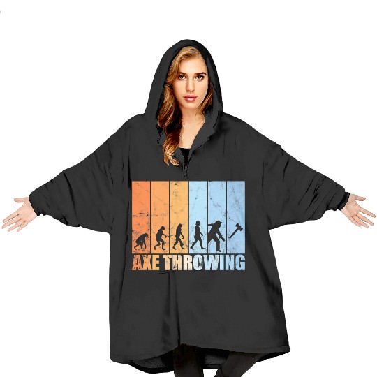 Axe throwing evolution hatchet throwing retro Pre Blanket Hoodies