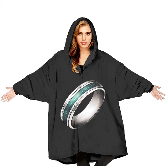 Silver Ring With Green Inlay Jewelry Blanket Hoodies