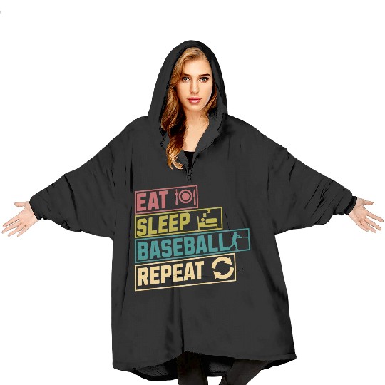 Eat sleep baseball repeat hobby Blanket Hoodies