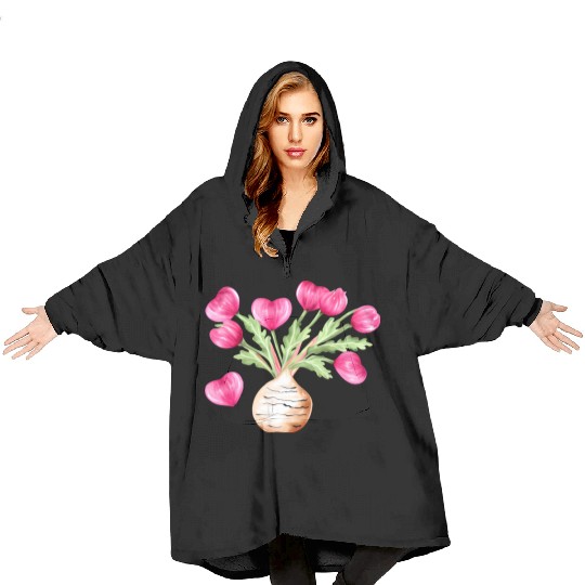 Turnip Love Bouquet Heart Flowers Valentine's Day Blanket Hoodies