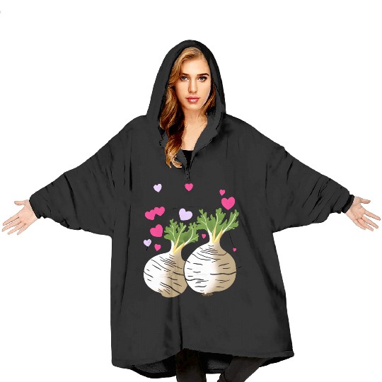 Turnip Love Hearts Valentine's Day Blanket Hoodies