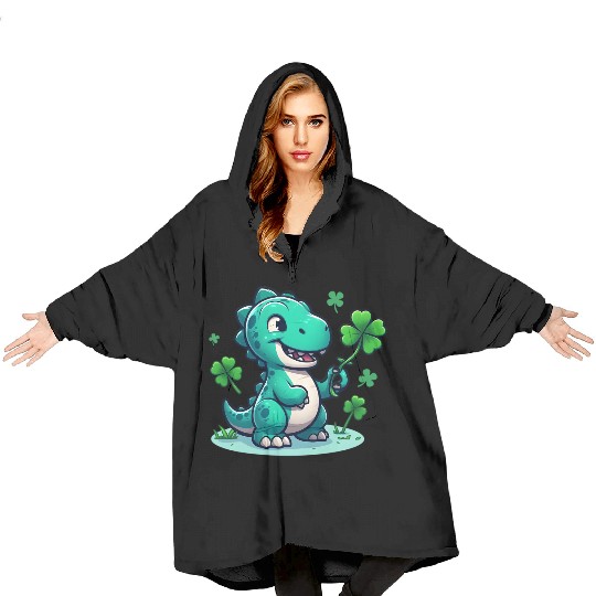 St. Patrick's Day Dino Blanket Hoodies