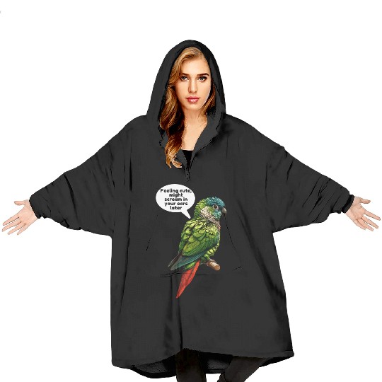 Funny Green Cheeked Conure Cute Conure Parrot Blanket Hoodies