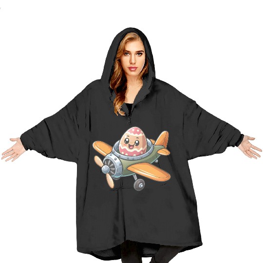 Easter Egg Airplane Pilot Design Blanket Hoodies
