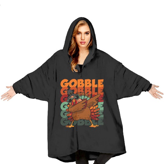 Dabbing Turkey Blanket Hoodies Thanksgiving Gobble