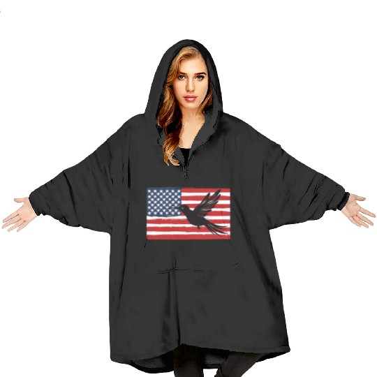Hummingbird Us Flag Us American Flag Blanket Hoodies