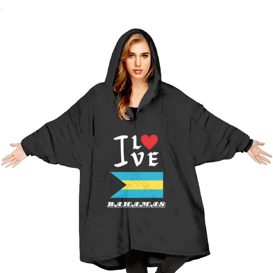I Love Bahamas Blanket Hoodies