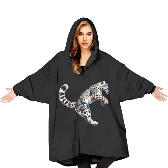 Snow Leopard Leopard White Leopard Blanket Hoodies