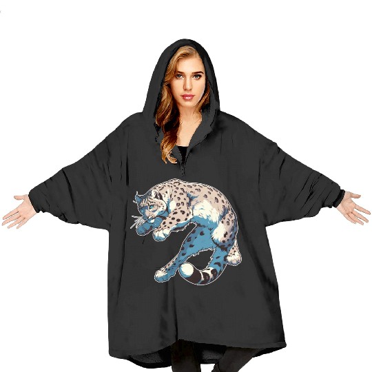 Snow Leopard Leopard White Leopard Blanket Hoodies