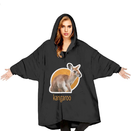 kangaroo animal design Blanket Hoodies