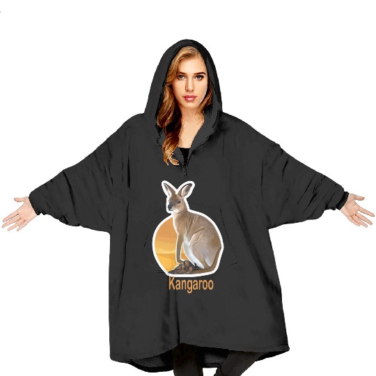 cute kangaroo animal Blanket Hoodies