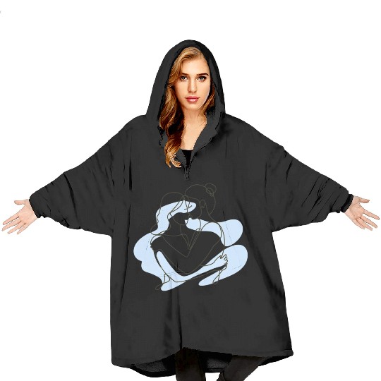 Abstract Line Art Lesbian Couple Blanket Hoodies