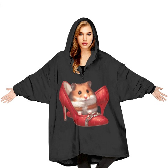 Hamster in High Heels Blanket Hoodies