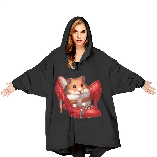 Hamster in High Heels Blanket Hoodies