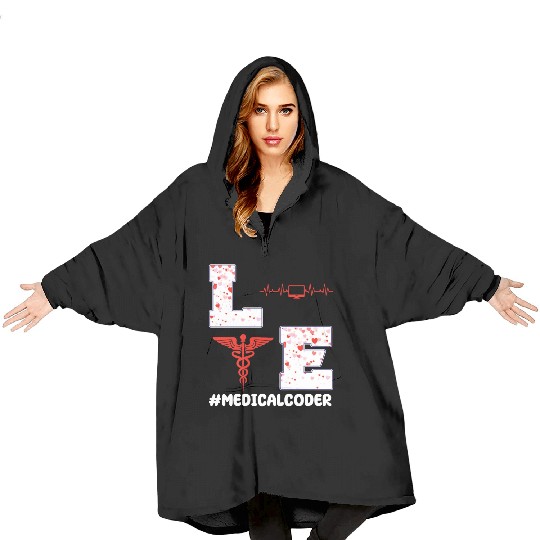 Medical Coder Valentine's Day Design Blanket Hoodies