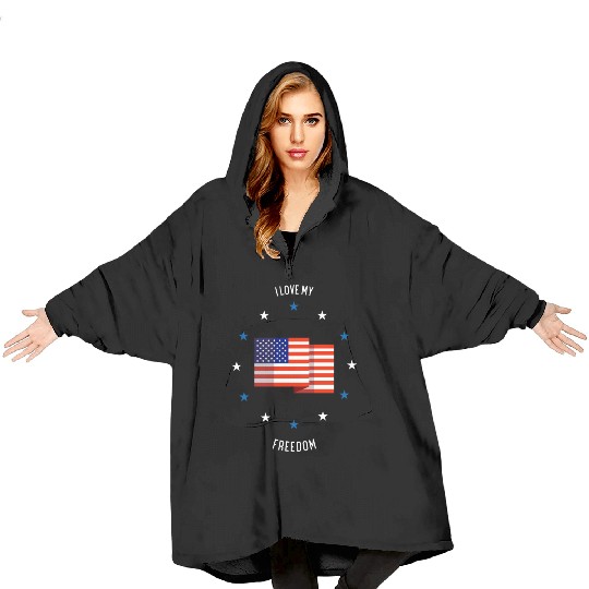 I love my freedom (pd6) Blanket Hoodies