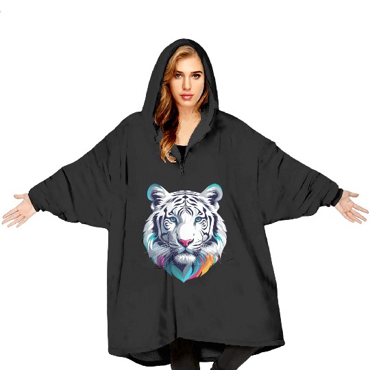 Bengal White Tiger Blanket Hoodies