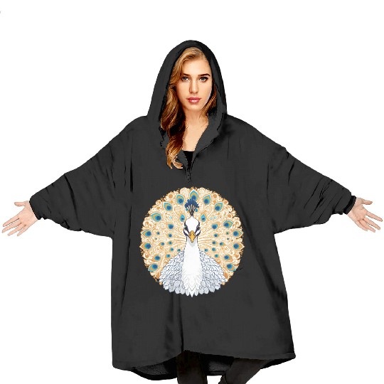 White Peafowl Blanket Hoodies