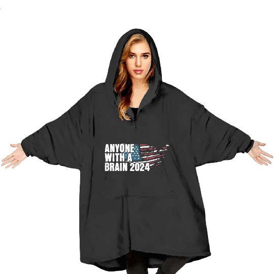 2024 Brain Vote Democracy Anti-Trump Blanket Hoodies