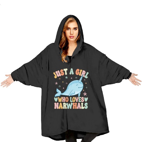 Narwhal Girl Narwhal Lover Blanket Hoodies